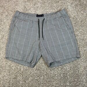 Abercrombie‎ & Fitch Mens XL Pull On Grey Houndstooth Blue Stripe Drawstring